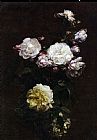 White Canvas Paintings - White Roses II